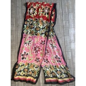 A. Brod Vintage Scarf Long 56"x11" Plaid Floral Neck Head 1980s Wraparound